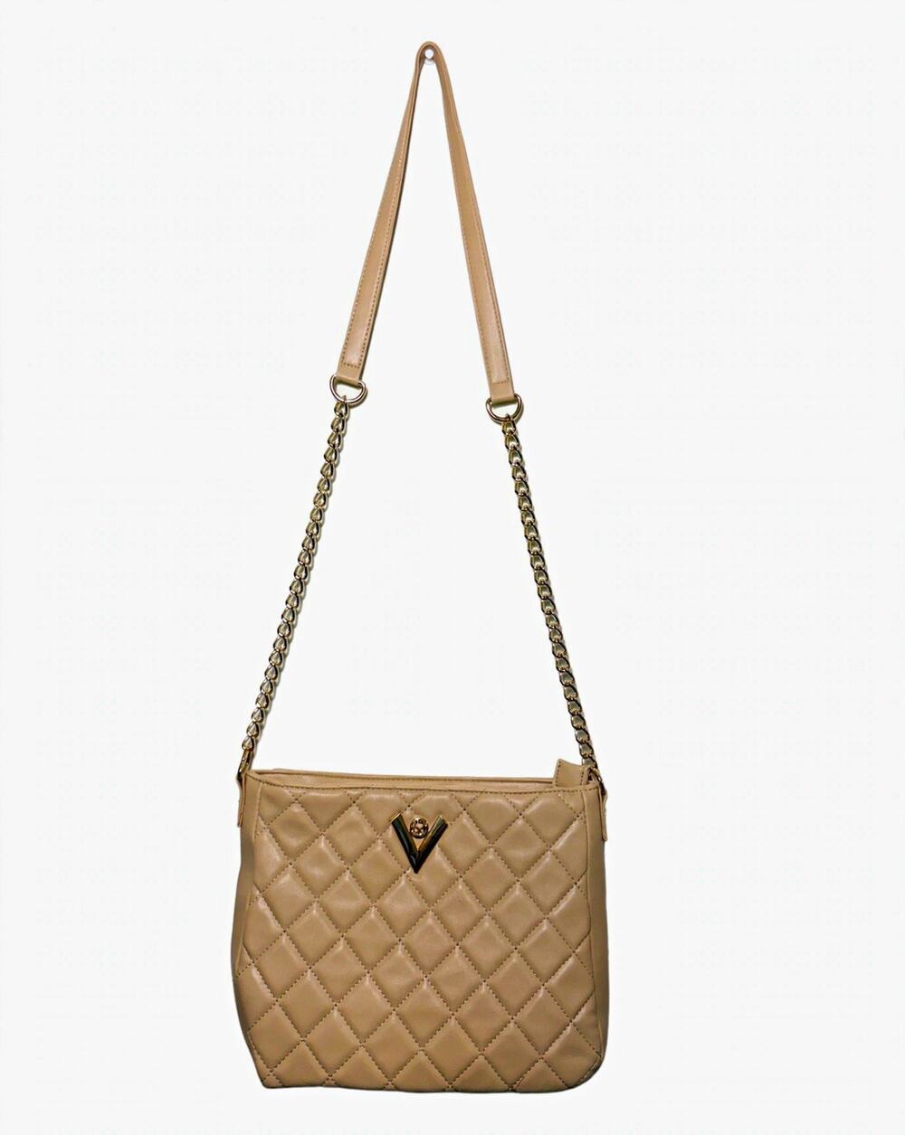 Valentino Orlandi Beige Quilted Crossbody Bag Chain Quiet Luxury Clean Girl
